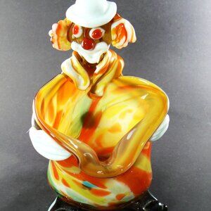 ART GLASS CLOWN FIGURINE BOWL PAPERWEIGHT HAND BLOWN in MEXICO